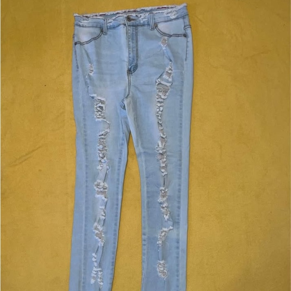 Size 11 Light Blue Distressed Women Jeans